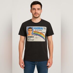 Superbad McLovin Hawaii ID Graphic Tee Black Size L SS